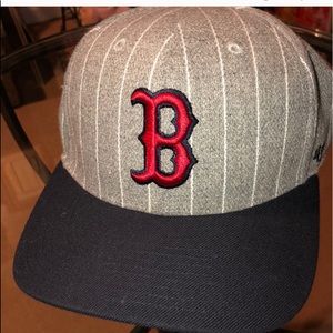 Two Boston Red Sox baseball caps. Wool navy & grey